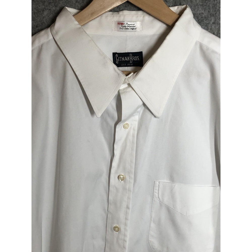 Vintage Gitman Bros. Shirt Mens 20 34 White Pinpoint 2x2 Cotton Oxford Classic